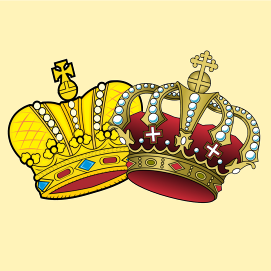 William & Mary Crowns:  Yellow & Gold Crown and Red & Gold Crown