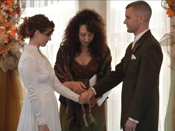 Heather performing Handfasting Ritual.